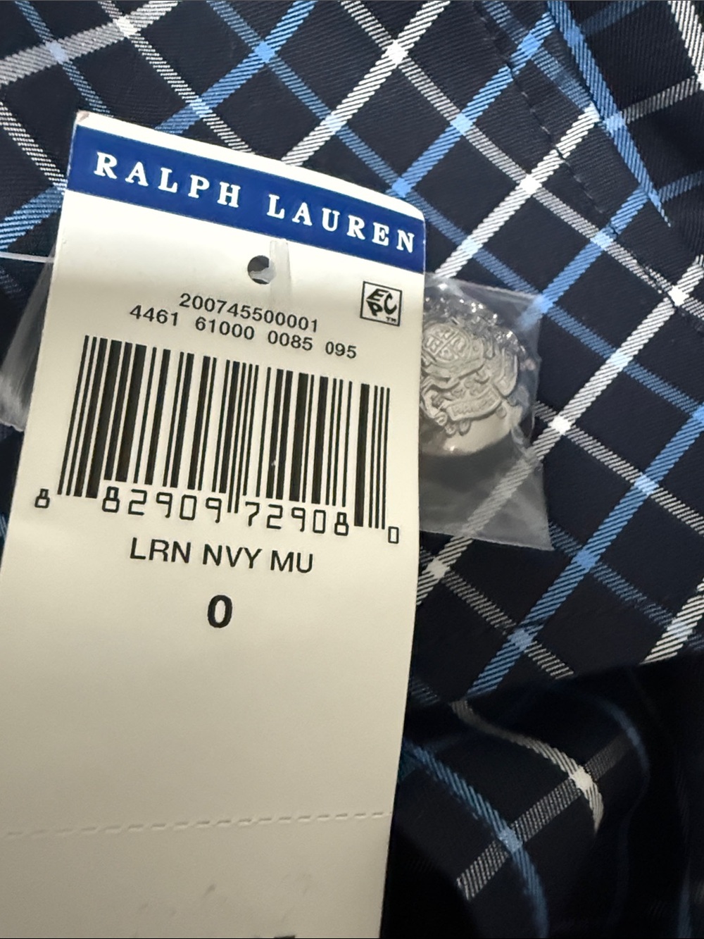 RALPH LAUREN Women's Navy Plaid Double-Breasted Jacket size 0 - Picture 12 of 15